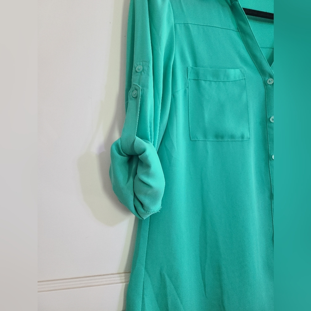 Express Teal Button-Down Shirt - Picture 2 of 4